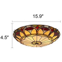 Artzone 16'' 3-Lights Flush-Mount-Ceiling-Light, Tiffany Ceiling Light, Tiffany Lamps for Living Room, Stained Glass Lamp,Tiffany Ceiling Lamp, Tiffany Flush Mount Ceiling Light