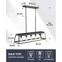 Eapudun Kitchen Island Lighting, 38-Inch 5 Light Farmhouse Linear Chandelier for Dining Room Pool Table Pendant Light Fixture, Black&Silver Hand-Brush Finish, PDA1272-FBGT