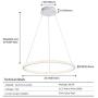 Toupus Modern LED Pendant Lighting, 1 Ring Acrylic in Crystal Shape 48W 23.6in Contemporary Chandelier Elegant Warm White 3000K Ceiling Hanging Lights Fixture for Foyer Living Room Bedroom Dining Room