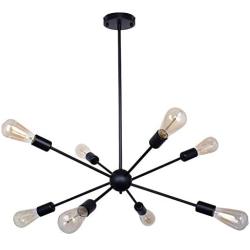 CLAIRDAI Sputnik Chandeliers 8 Lights Chandelier Modern Pendant Lighting Mid Century Sputnik Chandeliers Industrial Vintage Ceiling Light Fixture for Kitchen Living Room Hotel Bar, Black