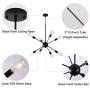 Sputnik Light Fixture 8 Light Modern Mid Century Pendant Light Vintage Chandelier for Living Room, Dining Room, Kitchen, Loft, Farmhouse - Black