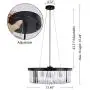 Wellmet Crystal Chandelier for Foyer Dining Room, 6 Lights Modern Crystal Pendant Light, Vintage Ceiling Lighting Fixture for Kitchen Island, Living Room, Bedroom, Hallway, W-21.65”