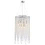 7PM Modern Contemporary Round Island Elegant K9 Crystal Glass Chandeliers Crystal Droplets LED Pendant Suspension Lamp Light Fixture Hanging for Dining Room Kitchen Island Over Table Flush Mount