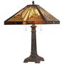 Capulina Tiffany Table Light, 2 Light Tiffany Style Table Lamp, Stained Glass Table Lamp, 16 Inches Wide Tiffany Style Desk Lamp, Mission Style Tiffany Glass Table lamp for Living Room, Bedroom