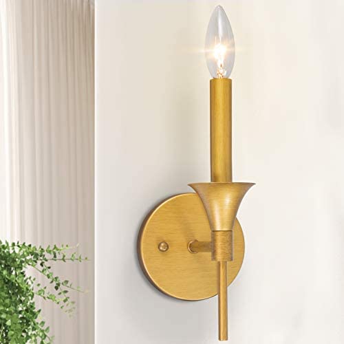 KSANA Sconces Wall Lighting, Gold Bathroom Light fixtures, Bathroom Vanity Light Fixtures for Hallway and Bedroom, 6.5’’ W x 10.5’’ H