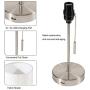 DEEPLITE Small Table Lamp, Bedside Lamp with USB Port, Simple Designed Modern Lamps for Bedrooms Living Room Office Nightstand Side/End Table, Brushed Nickel Metal Base, White Lampshade (Set of 2)