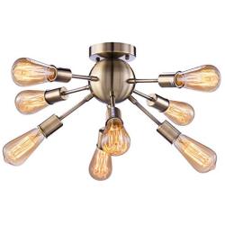 Vintage Semi Flush Mount Ceiling Light with 8 UL Sockets, Elibbren E26 Base Modern Antique Bronze Sputnik Industrial Ceiling Lamp Fixture for Kitchen Dining Room Bedroom Study Living Room