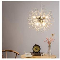 CROSSIO Firework Chandelier LED Light Stainless Steel Crystal Pendant Lighting Ceiling Light Fixtures Chandeliers Lighting for Dining Room Bedroom (Gold, 15.7 Inch)