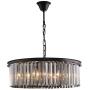 Siljoy Modern Crystal Chandelier, Round 6 Lights Ceiling Hanging Lamp Black Metal Frame Fixture for Dining Room Island Kitchen Dia 21.7''