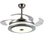 Southerns Lighting 36 Inch Modern Invisible Ceiling Fans with Light Retractable Blade Modern Ceiling Fan Chandelier Remote Control Lights for Living Room Bedroom LED Light with Fan (Silver-03)