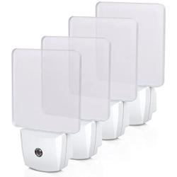 DEWENWILS Plug-in LED Night Light with Light Sensor, Auto Dusk-to-Dawn Sensor, Bright Nightlights for Bathroom, Hallway, Bedroom, Living Room, Flat Clear Design, Daylight, UL Listed, 4Pack