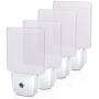 DEWENWILS Plug-in LED Night Light with Light Sensor, Auto Dusk-to-Dawn Sensor, Bright Nightlights for Bathroom, Hallway, Bedroom, Living Room, Flat Clear Design, Daylight, UL Listed, 4Pack