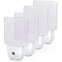 DEWENWILS Plug-in LED Night Light with Light Sensor, Auto Dusk-to-Dawn Sensor, Bright Nightlights for Bathroom, Hallway, Bedroom, Living Room, Flat Clear Design, Daylight, UL Listed, 4Pack