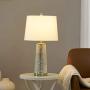 Maxax Table Lamps Set of 2 with White Fabric Shade, Bedside Nightstand Desk Lamps 3-Way Dimmable Decorative for Living Room Bedroom Dining Room Kitchen, Nickel Finish