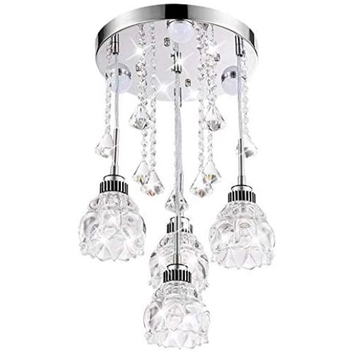 Restaurant Bedroom Chandelier Warm Romantic Dining Table Lamp Living Room Lamp Atmospheric Crystal Chandelier Modern Minimalist Bar Lamp (Color : White Light, Size : C)