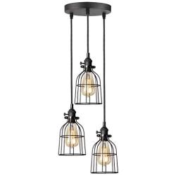 Industrial Retro Pendant Lighting Fixtures, 3-Lights, Adjustable Pendant Light, for Kitchen Living Room Bedroom Hallway