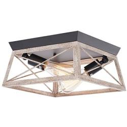 HMVPL Close to Ceiling Light, Farmhouse Flush Mount Lighting Fixtures Industrial Ceiling Lamp 2-Light for Bedroom Kitchen Island Dining Room Foyer Hallway