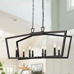 KSANA Black Chandelier, Modern 8 Lights Metal Light Fixture for Dining Room and Kitchen Island