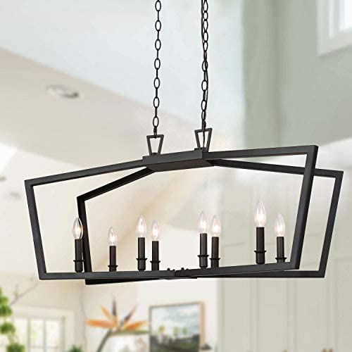 KSANA Black Chandelier, Modern 8 Lights Metal Light Fixture for Dining Room and Kitchen Island
