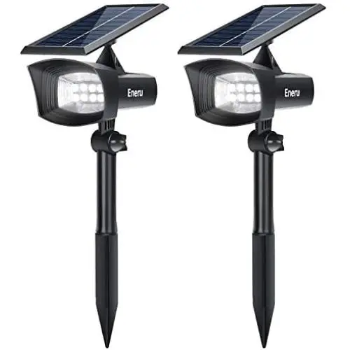Solar Spot Lights Outdoor, Eneru LED Solar Spotlights PRO Solar Powered Landscape Lighting IP65 Waterproof Dusk to Dawn for Garden Pathway Yard Driveway Garage 2 Pack Cold White Solar Spot Lights Outdoor, Eneru LED Solar Spotlights PRO Solar Powered Landscape Lighting IP65 Waterproof Dusk to Dawn for Garden Pathway Yard Driveway Garage 2 Pack Cold White