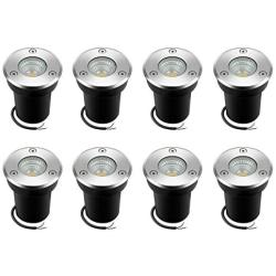 8Pack Landscape Lights LED Well Lights 6W 12V-24V Ground Lights IP67 Waterproof Low Voltage Landscape Lighting for Driveway, Deck, Step, Garden Outdoor Lighting (Warm White)