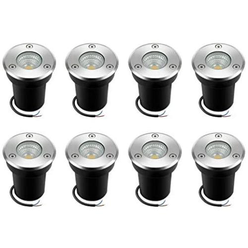 8Pack Landscape Lights LED Well Lights 6W 12V-24V Ground Lights IP67 Waterproof Low Voltage Landscape Lighting for Driveway, Deck, Step, Garden Outdoor Lighting (Warm White)