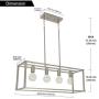 BONLICHT Modern Kitchen Island Chandelier 4 Light Brushed Nickel Open Metal Frame Rectangle Pendant Lighting Fixture Hanging Linear Cage Ceiling Light for Dining Room Farmhouse Foyer Cafe Bar