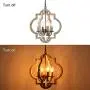 T&A Farmhouse Orb 4 Lights Chandelier, Handmade Wood Brown Light Fixture for Kitchen Island Entryway Foyer Dining Room