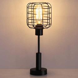 HAITRAL Modern Table Lamp - Edison Vintage Nightstand Lamp for Bedroom, Office, Dorm, Living Room, Black