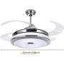 42 Inch Ceiling Fans with Lights and Remote Control, Modern 4 Blade Invisible Ceiling Fan Chandelier Light with 3-color Dimming Fan Lights for Dining / Living Room Bedroom (42 inch)