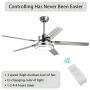 52'' 5 Blades Ceiling Fan with Lights Brushed Nickel Modern Ceiling Fan Chandelier Remote Control Fandelier Ceiling Fan for Bedroom,Dining Room,Living Room,Pavilion 52'' 5 Blades Ceiling Fan with Lights Brushed Nickel Modern Ceiling Fan Chandelier Remote Control Fandelier Ceiling Fan for Bedroom,Dining Room,Living Room,Pavilion