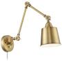 Mendes Modern Swing Arm Wall Lamps Set of 2 Antique Brass Plug-in Light Fixture Adjustable Up Down Metal Shade for Bedroom Bedside Living Room Reading - 360 Lighting