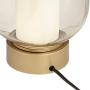 Sophia Modern Table Lamp with Nightlight LED Warm Brass Champagne Glass Off White Drum Shade for Living Room Bedroom Bedside Nightstand Office Family - Possini Euro Design
