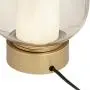 Sophia Modern Table Lamp with Nightlight LED Warm Brass Champagne Glass Off White Drum Shade for Living Room Bedroom Bedside Nightstand Office Family - Possini Euro Design