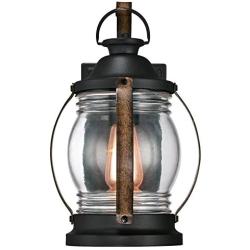 Westinghouse Lighting 6335100 Canyon One-Light Outdoor Wall Fixture, Textured Black and Barnwood Finish with Clear Glass