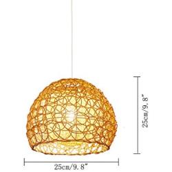 ANYE 15ft Transparent Plug-in UL On/Off Dimmer Switch Cord Retro Style E26 Lamp Holder Rattan Hollow Double Lampshade Pendant Light for Dining Room Cafe Restaurant Bulbs Not Included