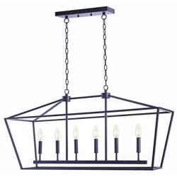 Homenovo Lighting Marden 6-Light Island Chandelier, Matte Black
