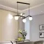 Kankanray 4-Lights Nordic Creative Chandelier Modern Resin Bird Glass Ceiling Lamp Flush Mount Lighting Fixture for Bar Dining Room Living Room Bedroom (Black)