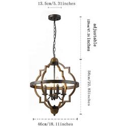 Riomasee Farmhouse Orb Chandelier Lighting 4-Light Rustic Metal Chandelier Stardust Finish Pendant Light Fixtures for Foyer,Dining,Living Room,Bedroom,Kitchen Lighting