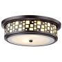 YOBO Lighting 2-Light Resin Flush-Mount Ceiling Lights, Oil Rubbed Bronze Finish on Steel with Frosted Glass