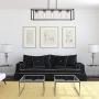 FIMITECH Chandeliers Modern Contemporary Rectangle 5-Light Dining Room Lighting, Adjustable Rods, Farmhouse Ceiling Light Kitchen Island Cage Pendant Lights with Glass Shade (Oil-Rubbed Bronze)