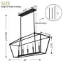 Untrammelife 5-Light Linear Pendant Light Fixture, Kitchen Island Lighting, Openwork Linear Chandelier with Adjustable Height in Coal Black Finish