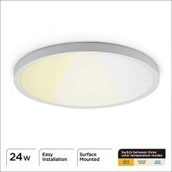 TALOYA LED Ceiling Light Living Room White, 15.8 Inch Thin Flat Modern Flush Mount Lighting Fixture for Bedroom,3 Color Temperatures in 1(3000k/4000k/6000k), 24w Round 0.94 Inch Thickness