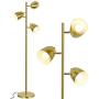 Industrial LED Reading and Floor Lamp for Living Rooms, Bedrooms, Mid Century Modern Adjustable 3 Light Tree, Standing Tall Pole Lamp with 3 LED Bulbs, Antique Brass/Gold