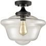 Industrial Glass Ceiling Light, Ceiling Lighting Fixture with Clear Glass Shade Semi Flush Mount for Hallway, Living Room, Dining Room, Entryway