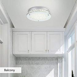 Crystal Chandelier 13-Inch Minimalis LED Ceiling Light Dimmable Auffel Flush Mount Light Fixture 2640LM 4000K Daylight White Glass Steel Chandelier for Kitchen Island,Garage,Bedroom,Hallway