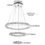 TongLan Modern Chandelier Lighting 23.6 x 15.7 x 7.9 inches LED Ceiling Fixtures 3 Rings Adjustable Stainless Steel Contemporary Crystal Light for Foyer Bedroom (Warm White)