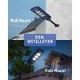 BILLSTARS Solar Street Light, 6000LM LED Solar Panel Powered Outdoor Lights, 6500K Cool White LED Street Light for Wall Mounted or Pole Mounted, Solar Street Lights Outdoor with Motion Sensor