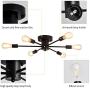UOFUS 6 Lights Chandelier Lighting Black Living Room Ceiling Light Fixtures Ceiling Lamp Industrial Semi Flush Mount Modern Chandelies for Study Dining Room Kitchen Bedroom