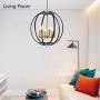 FLSNT 6-Light Chandelier,Rustic Vintage Chandelier Lighting Fixtures with Black Metal Cage for Foyer,Dining Room,Living Room,Kitchen Island,Adjustable Height(No Bulb)